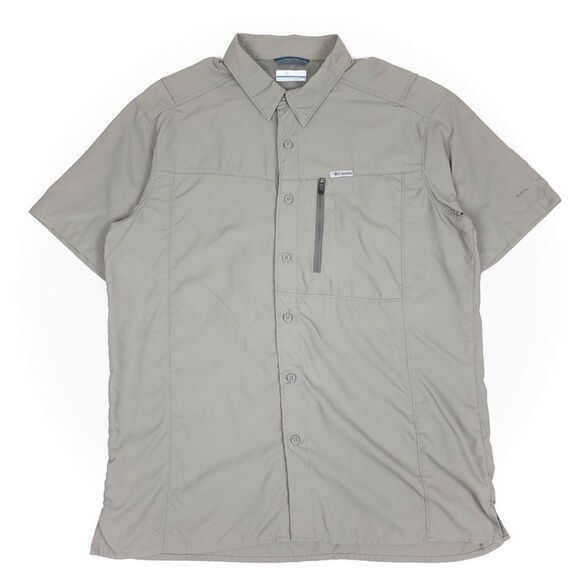 Columbia Kestrel Trail II UPF 50 Button Down Short Sleeve Shirt Gray Mens Medium - Picture 1 of 9